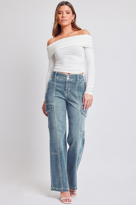 High-Rise Straight Cargo Jeans