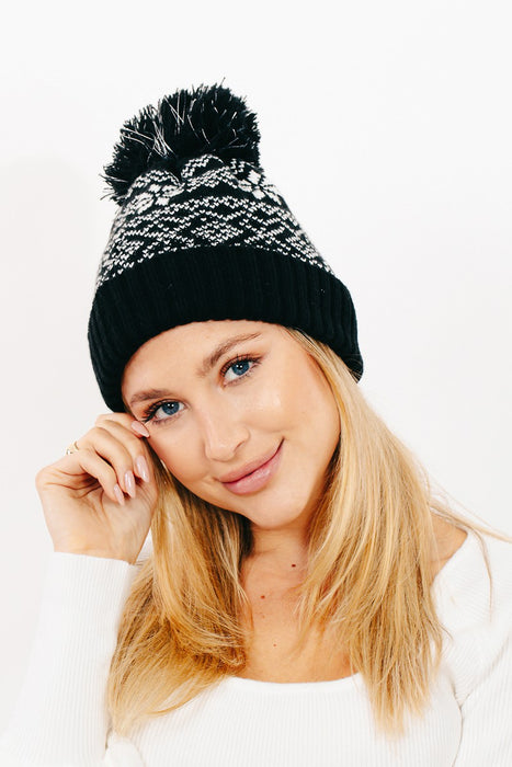 Christmas Snowflake Print Beanie