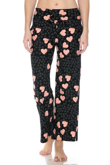 Multi Print Pink Hearts Wide Leg Pajamas