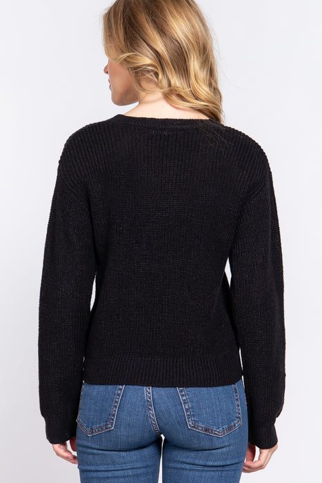 LONG SLV V-NECK SWEATER