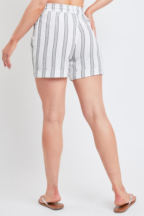 Junior Drawstring Linen Short With Porkchop Pocket