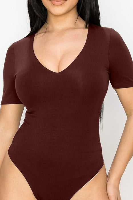 V-NECK DOUBLE MODAL STRETCH BODYSUIT