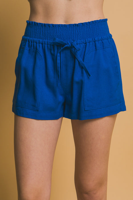 Front Tie Linen Shorts