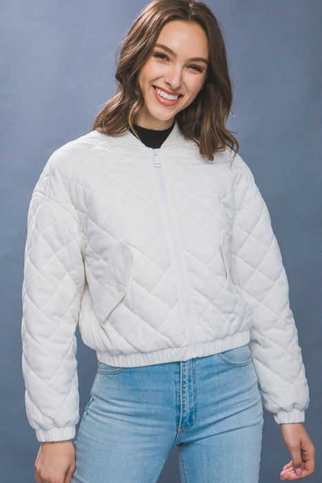 Diamond Quilt Cropped Corduroy Jacket