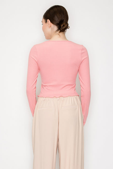 Ribbon Lettuce Hem Crop Top