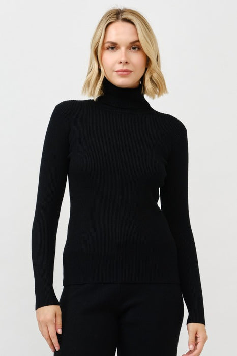 Ribbed Turtle Neck Pullover Sweater