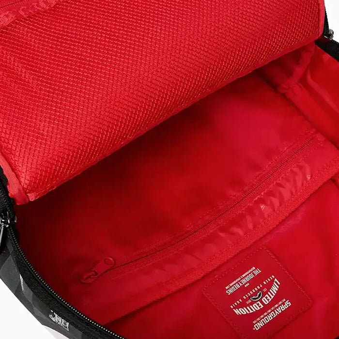 SPRAYGROUND GRAY PEEKING CHARACTER CHECK BACKPACK