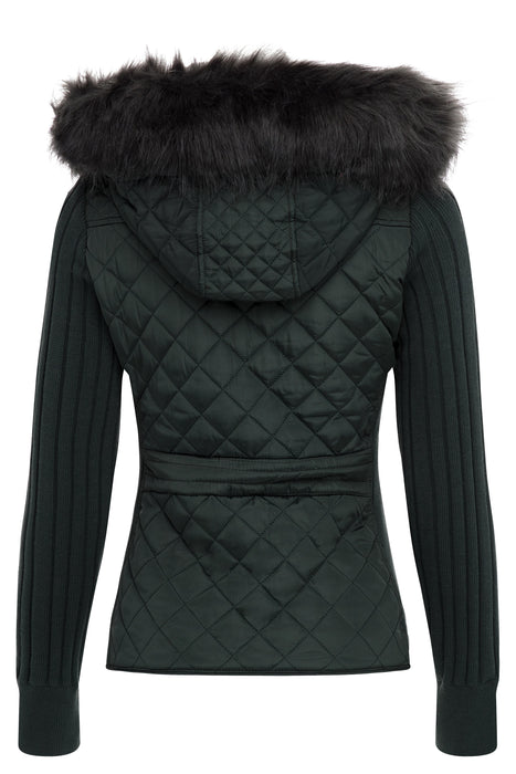 Quilted Jacket With Cozy Sweater Sleeves