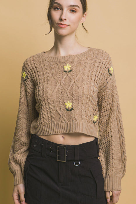 Floral Cropped Sweater Top