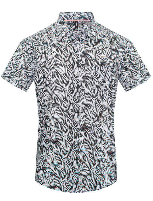 Monochrome Fern Print Short-Sleeve Shirt