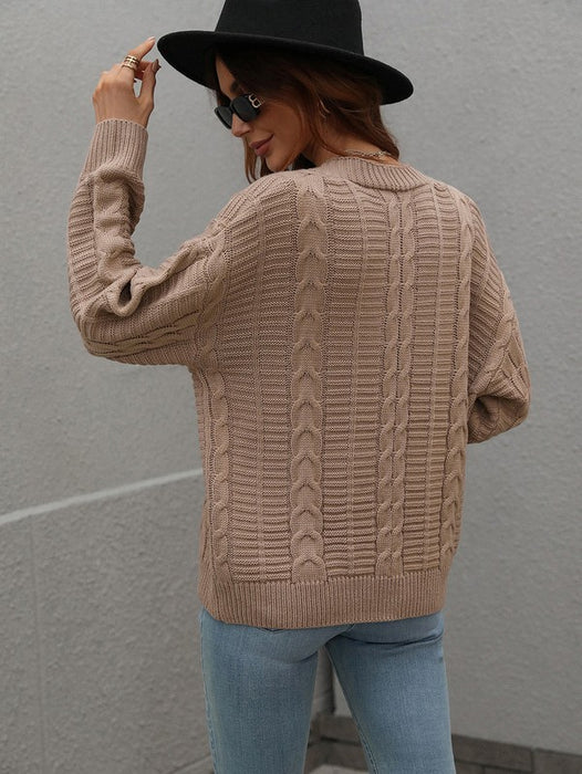 Long Sleeve Cable Knit Sweater