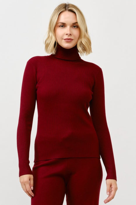 Ribbed Turtle Neck Pullover Sweater