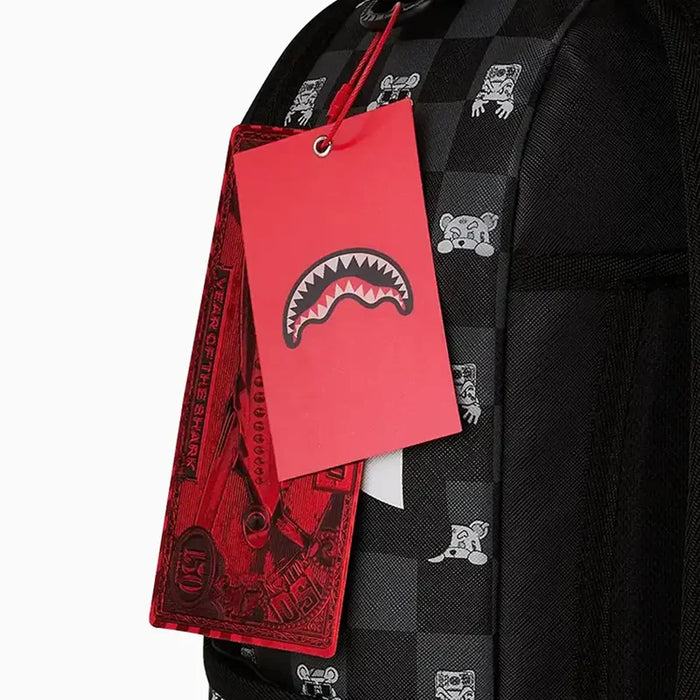 SPRAYGROUND GRAY PEEKING CHARACTER CHECK BACKPACK