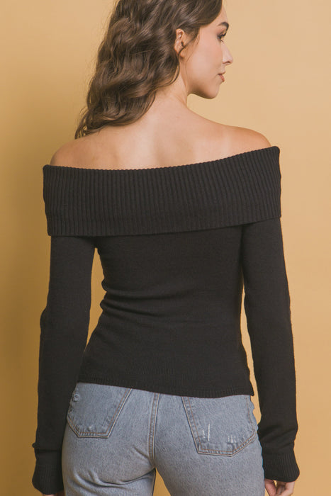 Ribbed Fitted Off Shoulder Top
