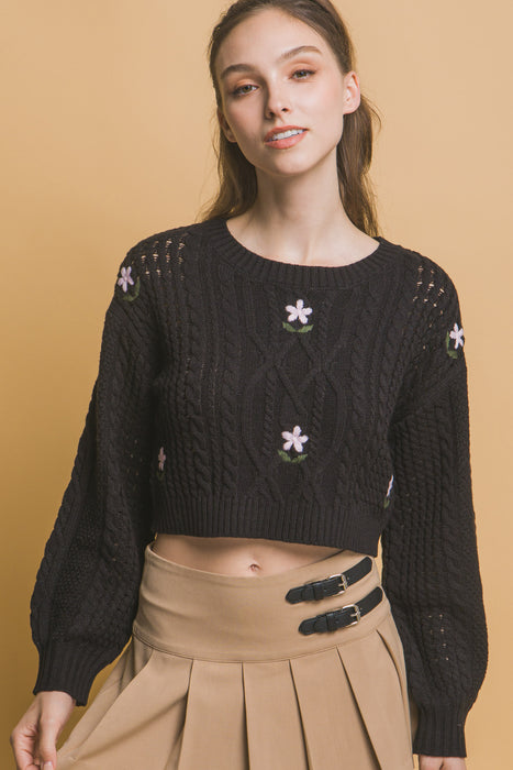 Floral Cropped Sweater Top