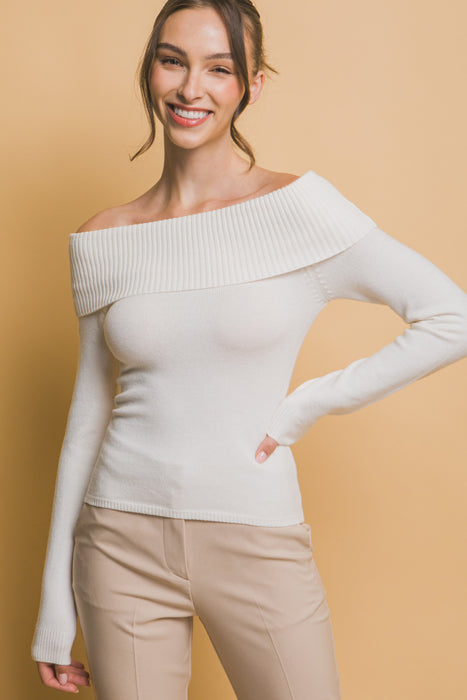 Ribbed Fitted Off Shoulder Top