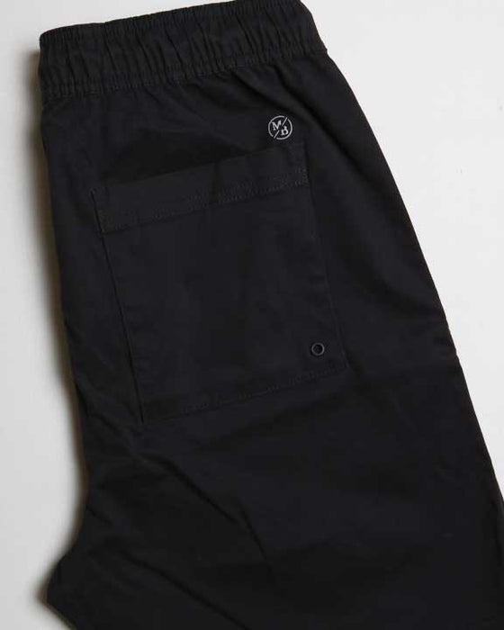 Solid Drawstring Black Shorts