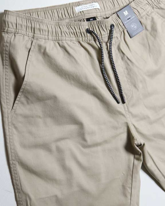 Solid Drawstring Khaki Shorts
