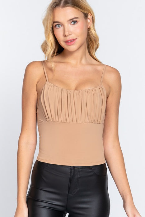 RUCHED BUST TAN TOP