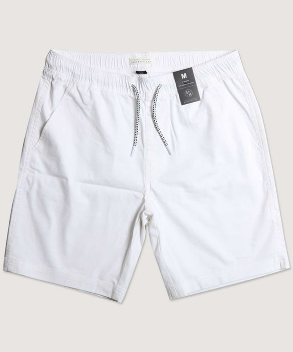 Solid Drawstring White Shorts