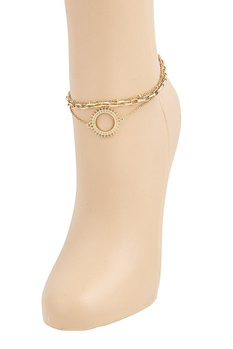Layered Chain Circle Sun Anklet