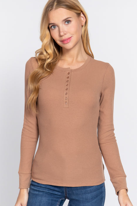 LONG SLEEVE HENLEY THERMAL TOP