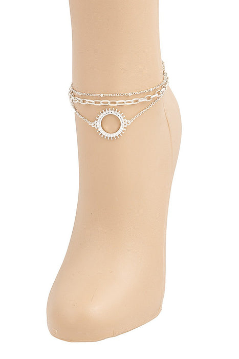 Layered Chain Circle Sun Anklet